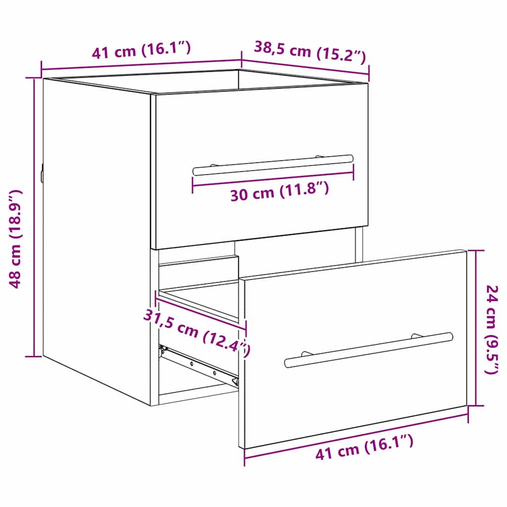 Mueble de lavabo con cajón Gris Concreto 38,5 x 41 x 48 cm