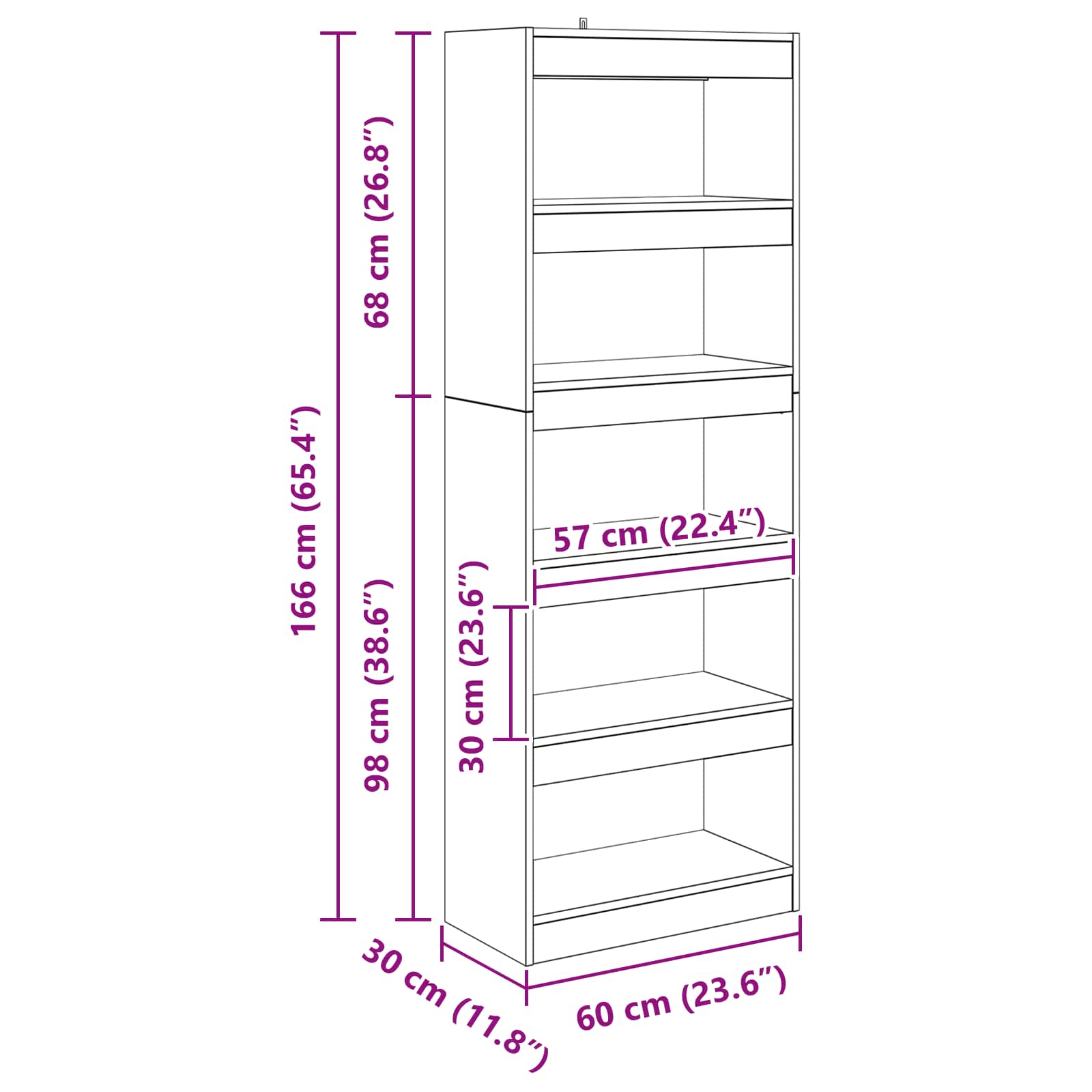 Estantería para libros Madera vieja 60 x 30 x 166 cm