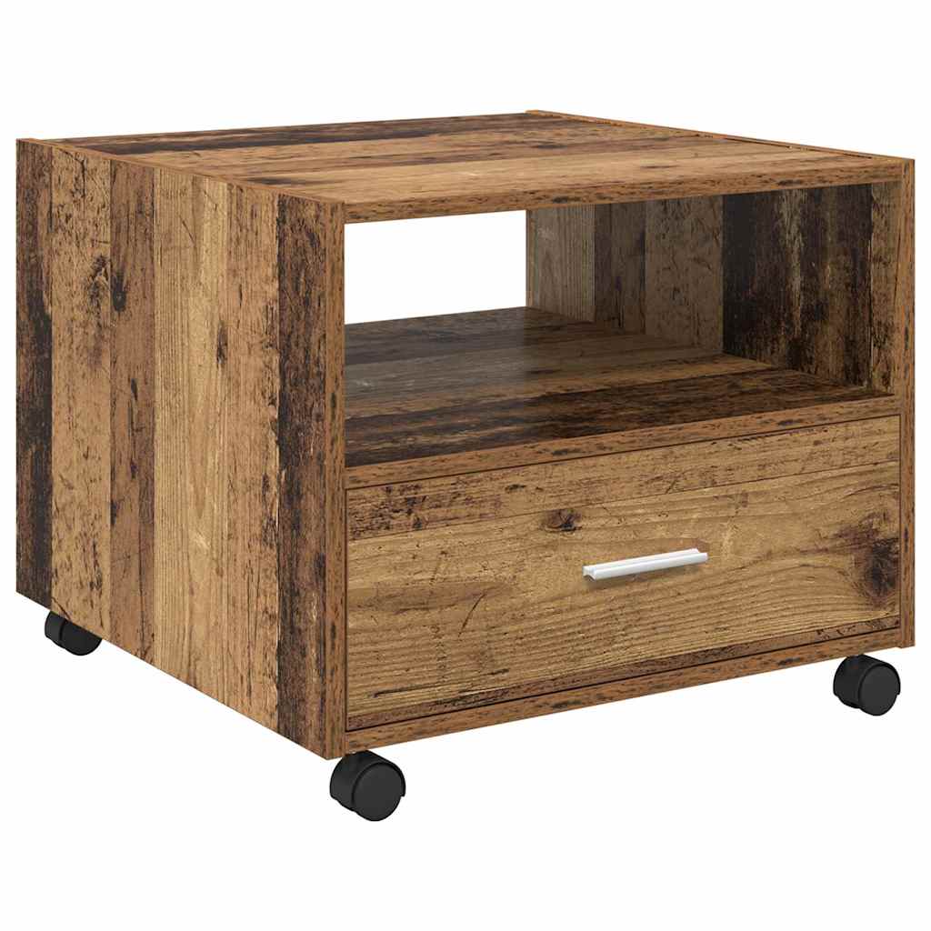 Mesa de Café con cajón Madera envejecida 55 x 55 x 45cm