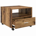 Mesa de Café con cajón Madera envejecida 55 x 55 x 45cm