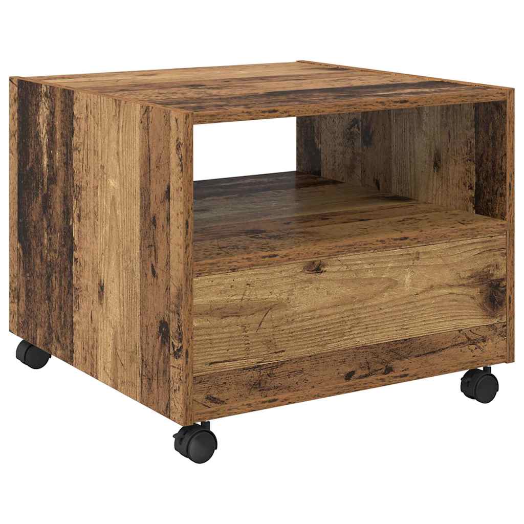 Mesa de Café con cajón Madera envejecida 55 x 55 x 45cm