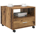 Mesa de Café con cajón Madera envejecida 55 x 55 x 45cm