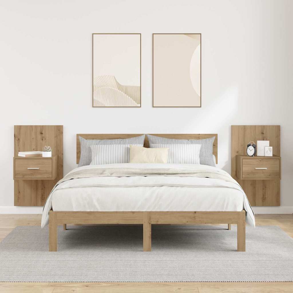 Armario de Noche 2 pcs Roble artesanal 50 x 32,5 x 80cm