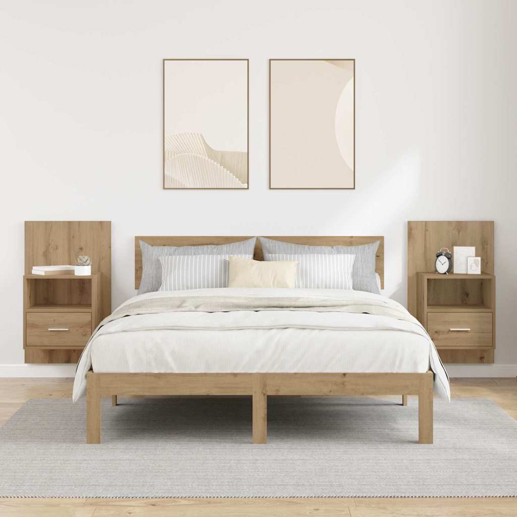 Armario de Noche 2 pcs Roble artesanal 50 x 32.5 x 80cm