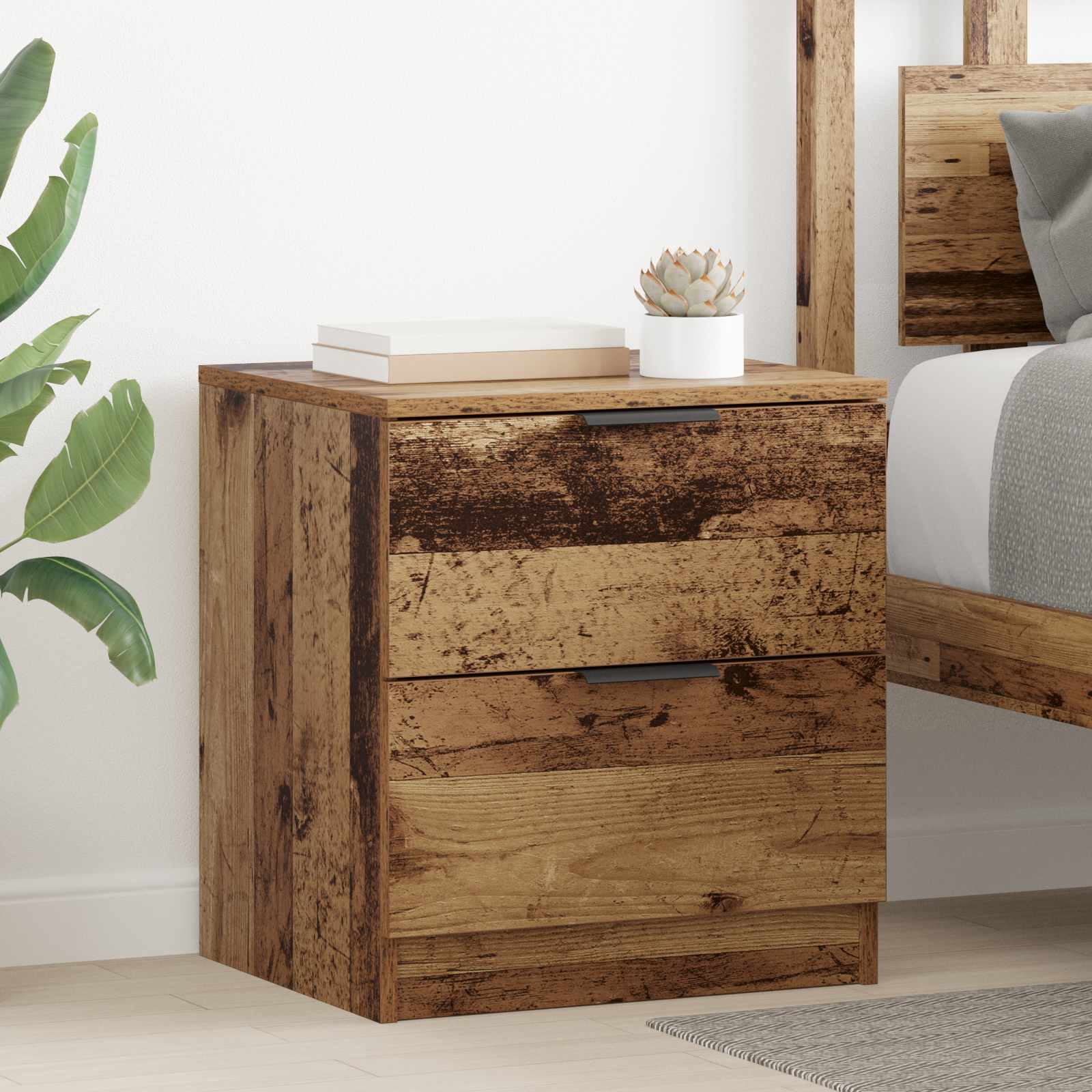 Bedside Cabinet 2 pcs Old wood 40 x 40 x 30 cm