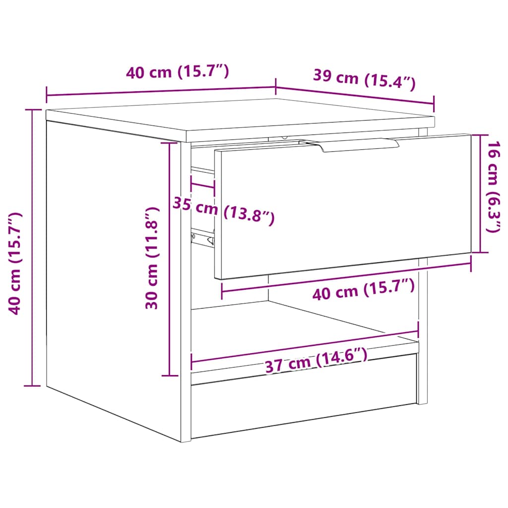 Mueble cama con cajón 2 pcs Madera vieja 40 x 39 x 40cm