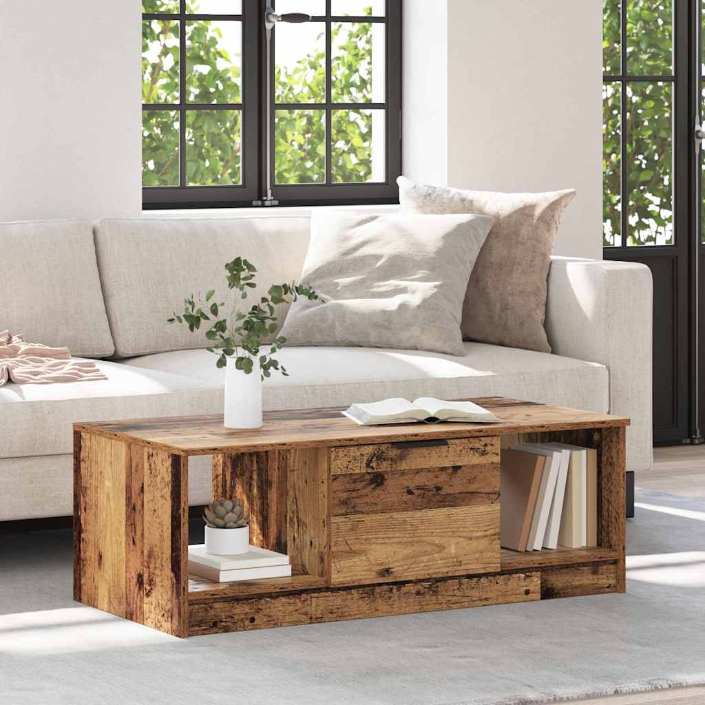Mesa de Café con cajón Madera envejecida 102 x 50 x 36cm