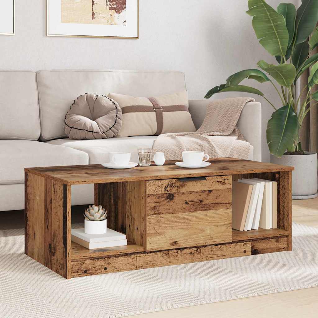 Mesa de Café con cajón Madera envejecida 102 x 50 x 36cm