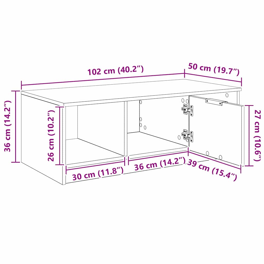 Mesa de Café con cajón Madera envejecida 102 x 50 x 36cm