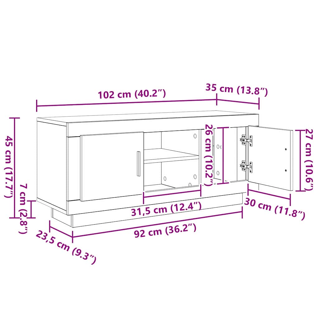 Gabinete de TV Madera Vieja 102 x 35 x 45 cm