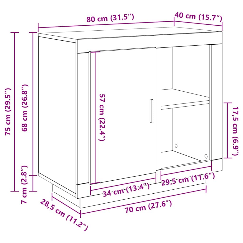 Aparador Madera vieja 80 x 40 x 75 cm Madera de ingeniería