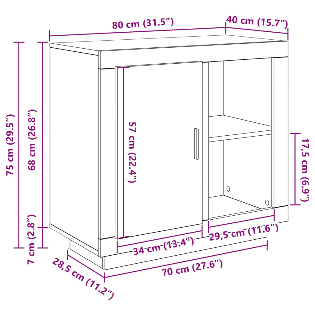 Aparador Madera vieja 80 x 40 x 75 cm Madera de ingeniería