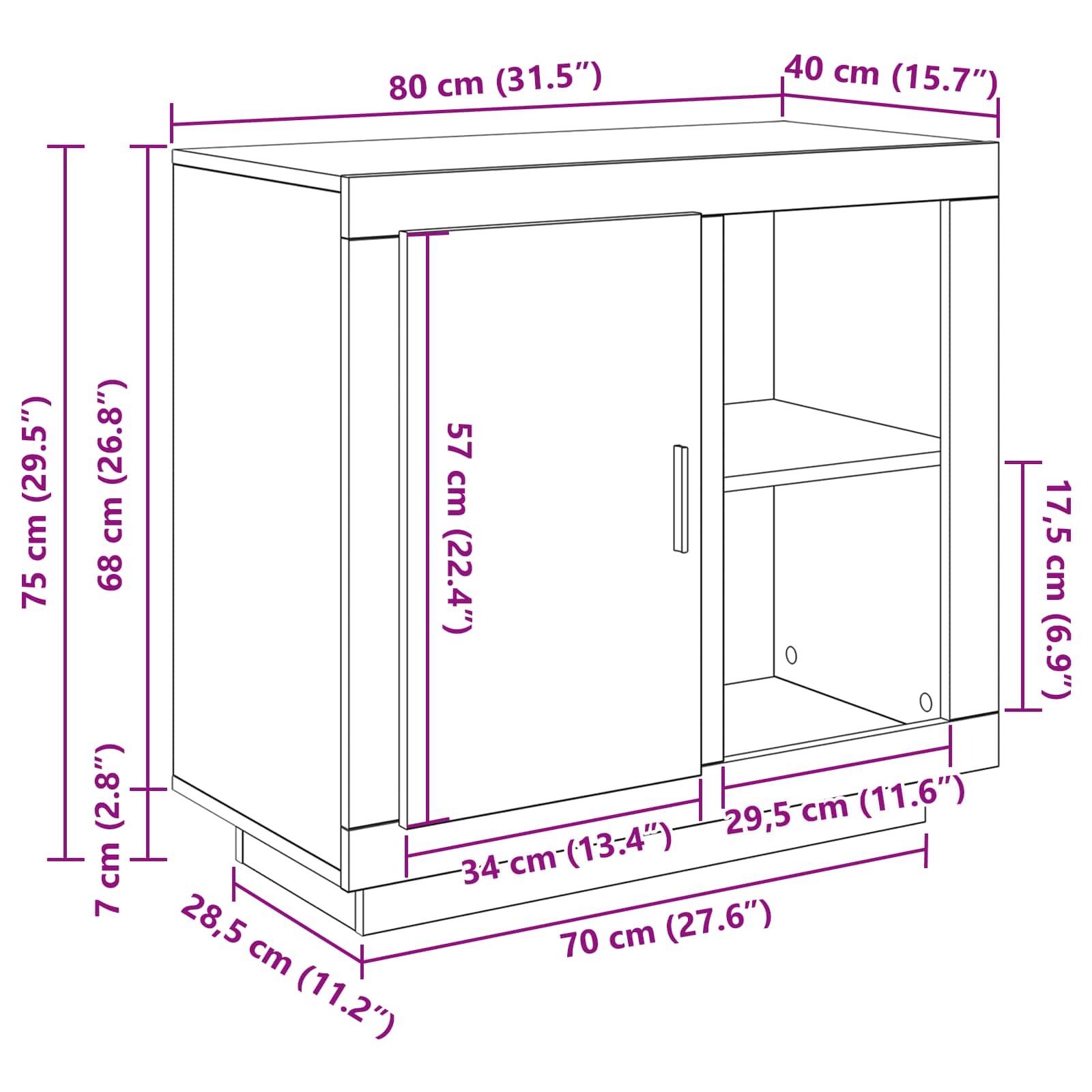 Aparador Madera vieja 80 x 40 x 75 cm Madera de ingeniería