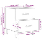 Mueble cama con cajón 2 pcs Madera vieja 40 x 35 x 47,5 cm