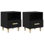 Armario de Noche con cajón 2 pcs Roble Negro 40 x 35 x 47 cm