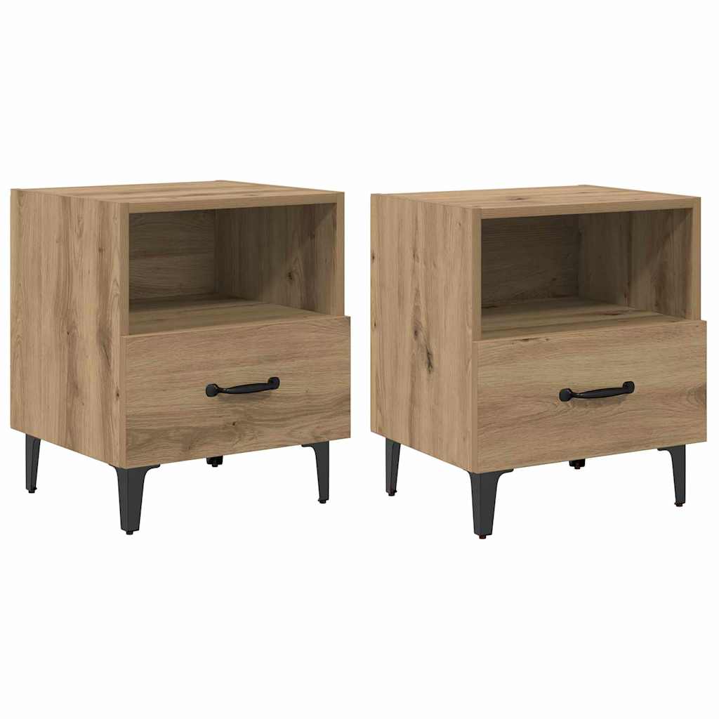 Armario de Noche 2 pcs Roble artesanal 40 x 35 x 47,5 cm
