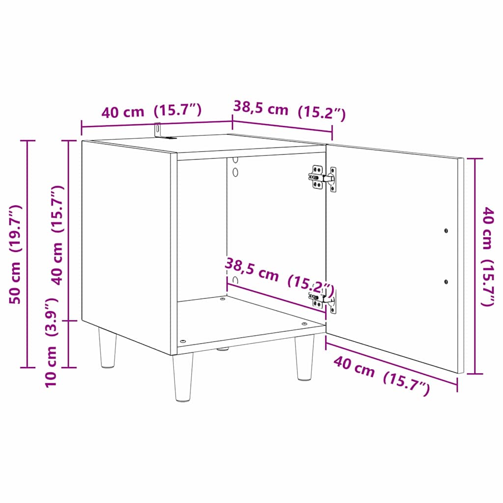 Armario de Noche 2 pcs Roble artesanal 40 x 40 x 50 cm