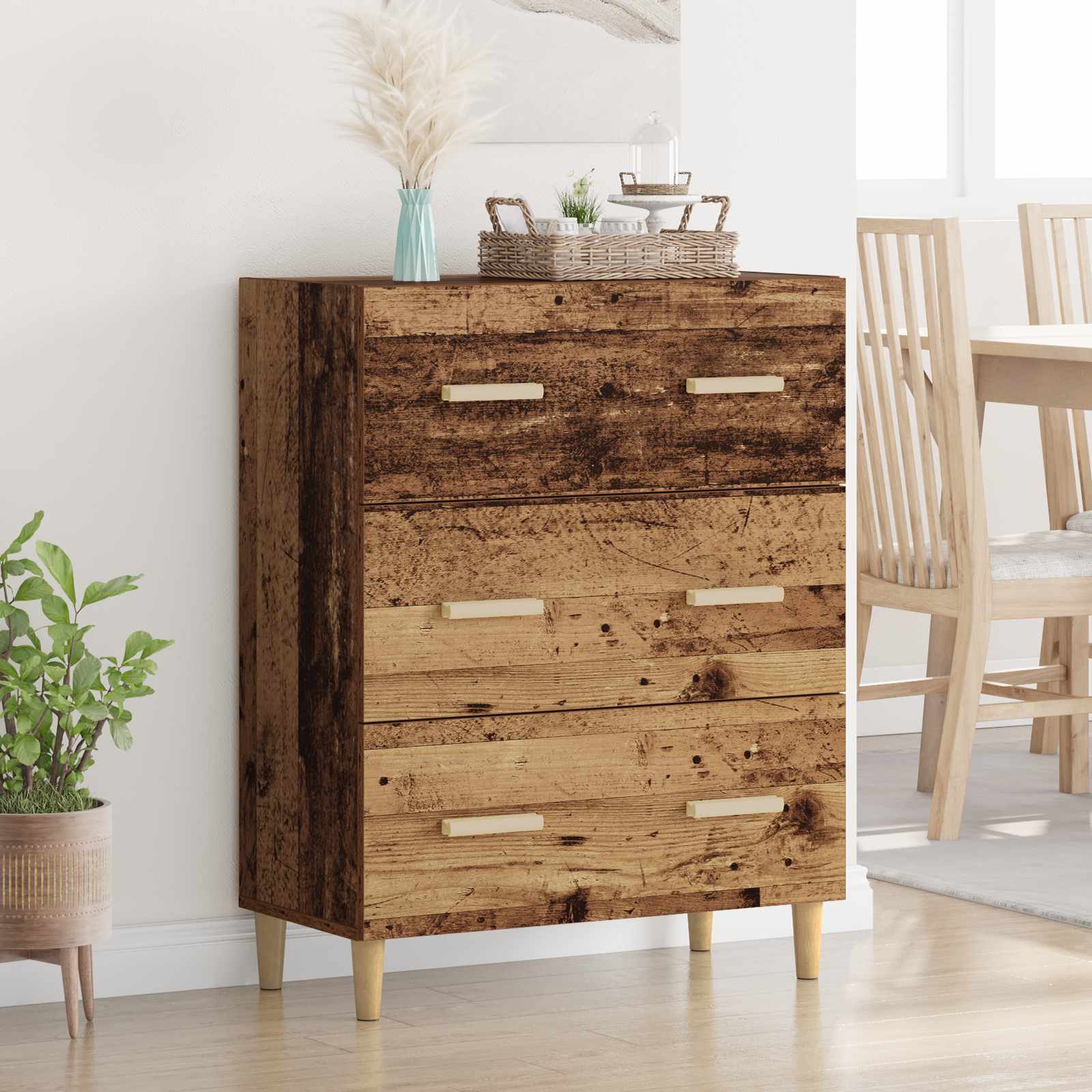 Aparador alto con cajón Madera vieja 69,5 x 34 x 180 cm