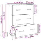 Vitrina con cajón Madera vieja 69,5 x 34 x 90 cm