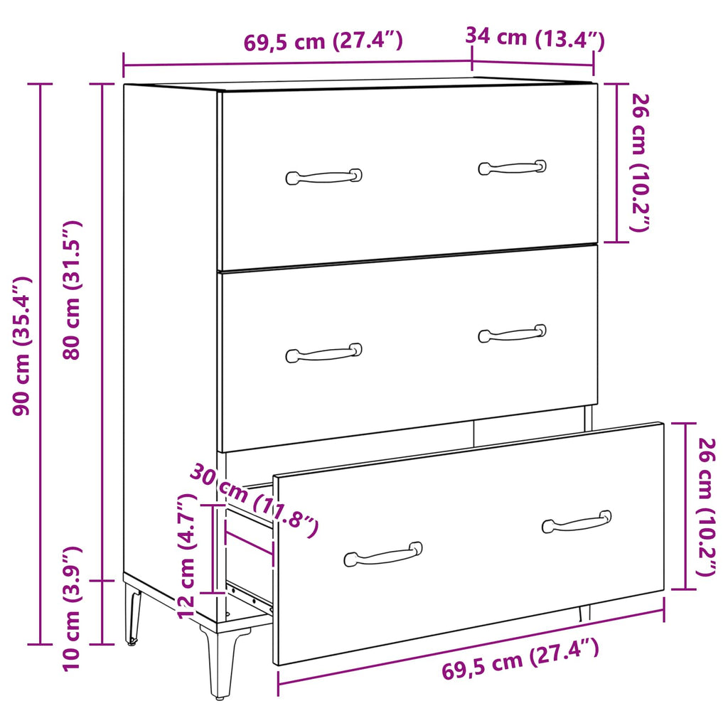 Vitrina con cajón Madera vieja 69,5 x 34 x 90 cm