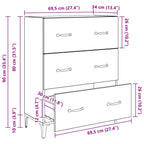 Vitrina con cajón Madera vieja 69,5 x 34 x 90 cm