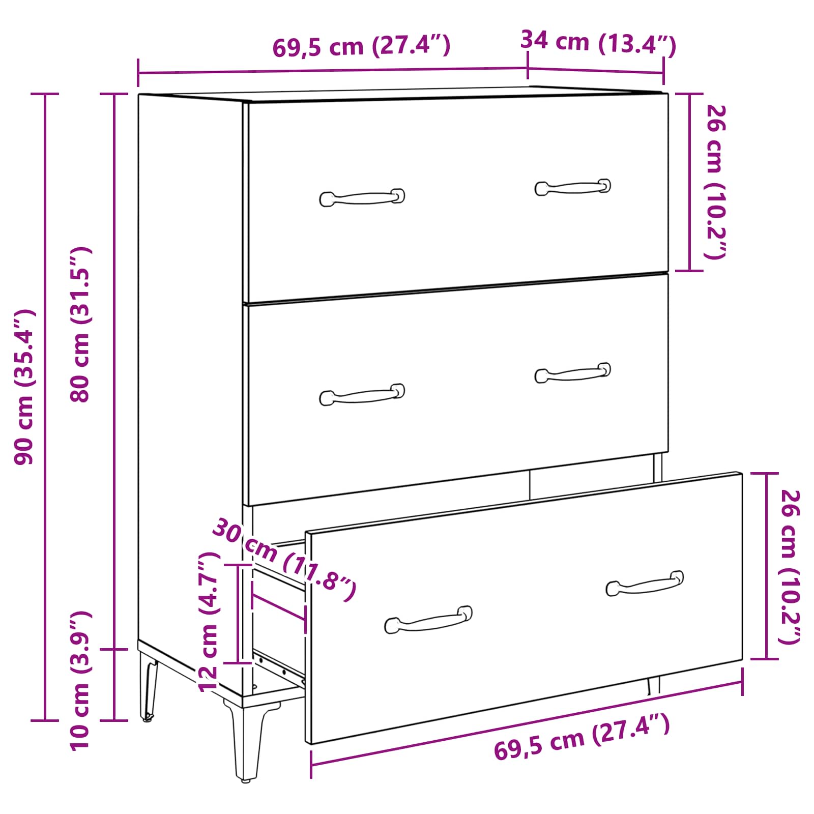 Vitrina con cajón Madera vieja 69,5 x 34 x 90 cm