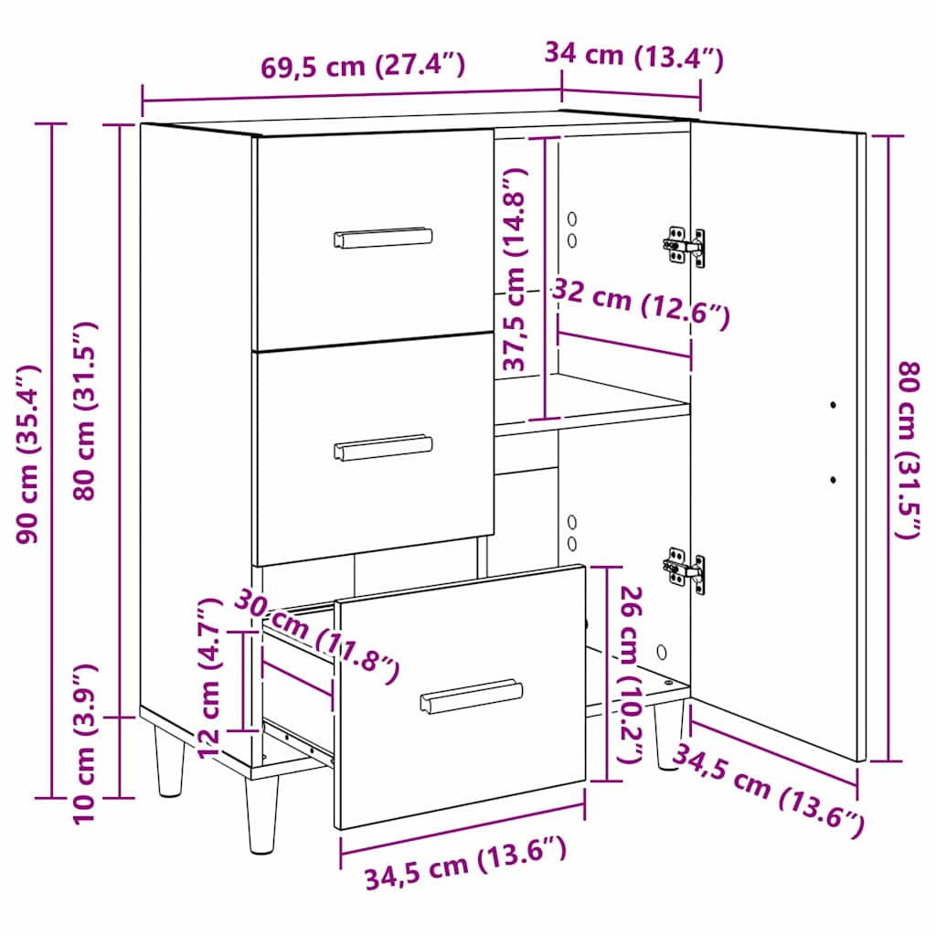 Vitrina Madera vieja 34 x 69.5 x 90 cm Madera contrachapada