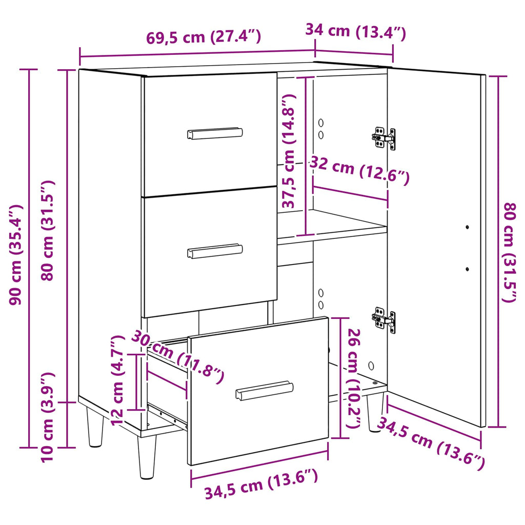 Vitrina Madera vieja 34 x 69.5 x 90 cm Madera contrachapada