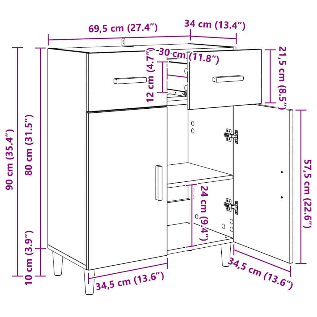 Vitrina Madera vieja 34 x 69.5 x 89 cm Madera contrachapada