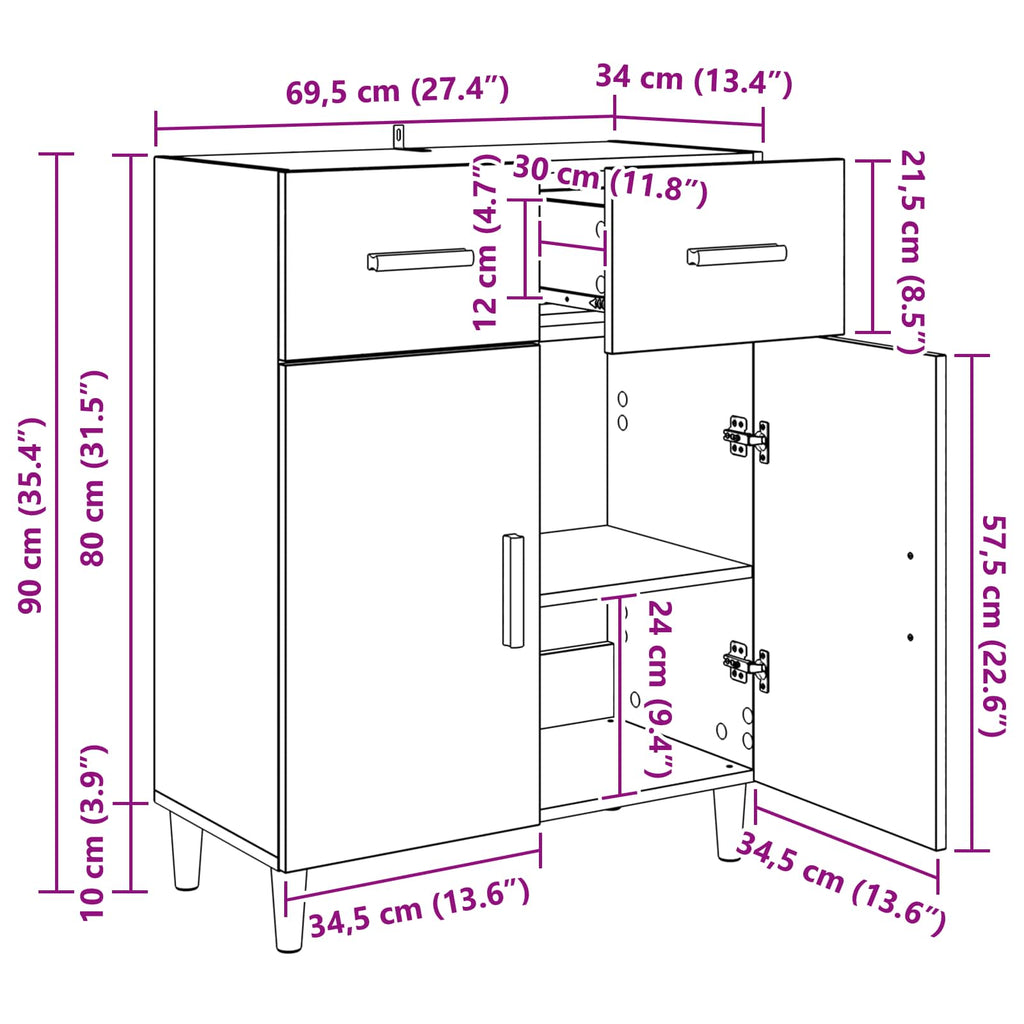 Vitrina Madera vieja 34 x 69.5 x 89 cm Madera contrachapada