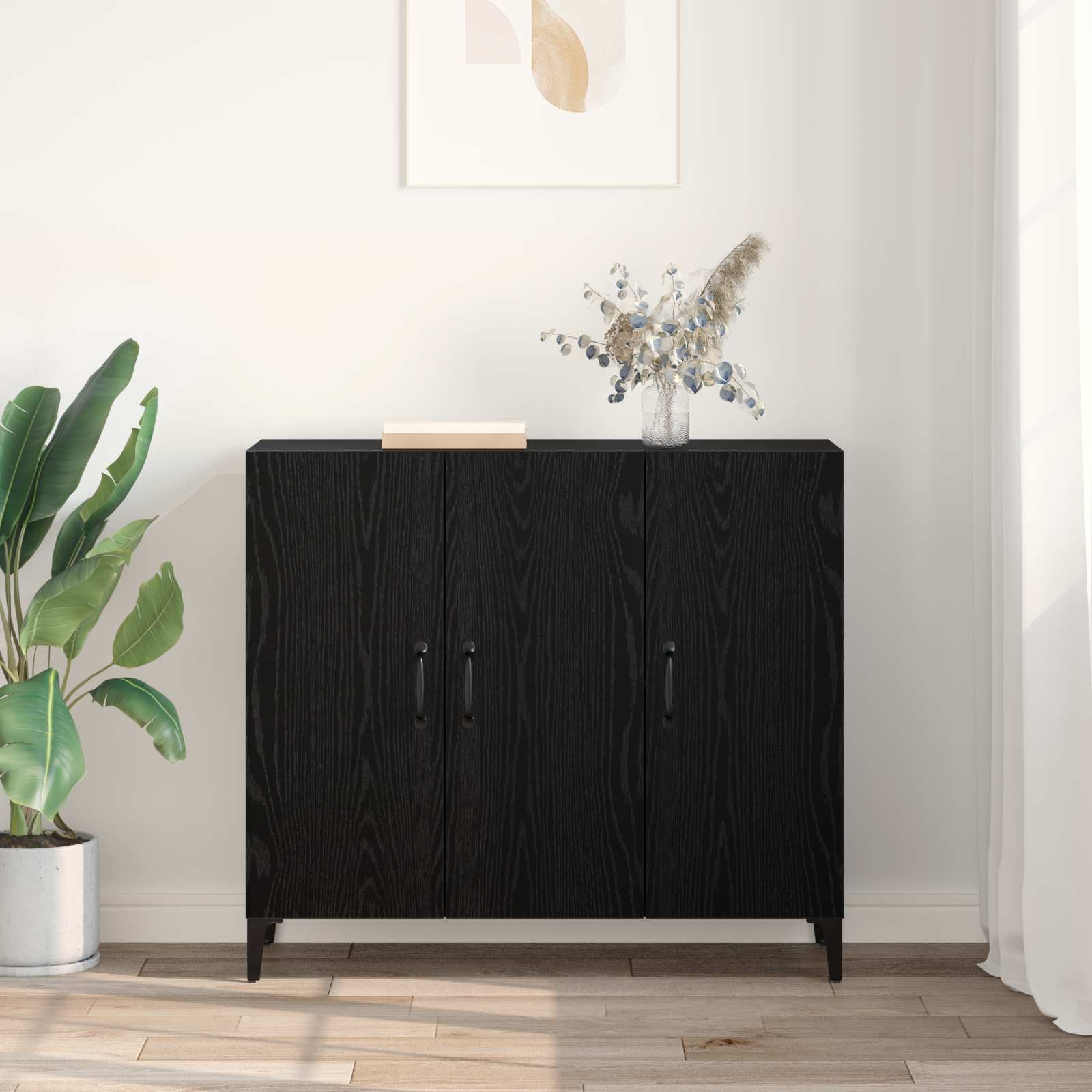 Vitrina Roble negro 34 x 90 x 80 cm Madera contrachapada