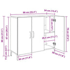 Vitrina Roble negro 34 x 90 x 80 cm Madera contrachapada