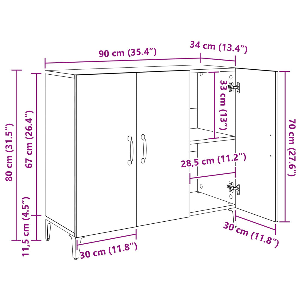Vitrina Roble negro 34 x 90 x 80 cm Madera contrachapada