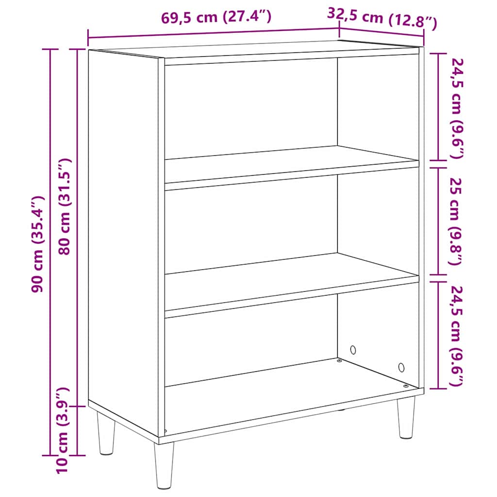 Vitrina Madera vieja 69,5 x 32,5 x 90 cm Madera contrachapada