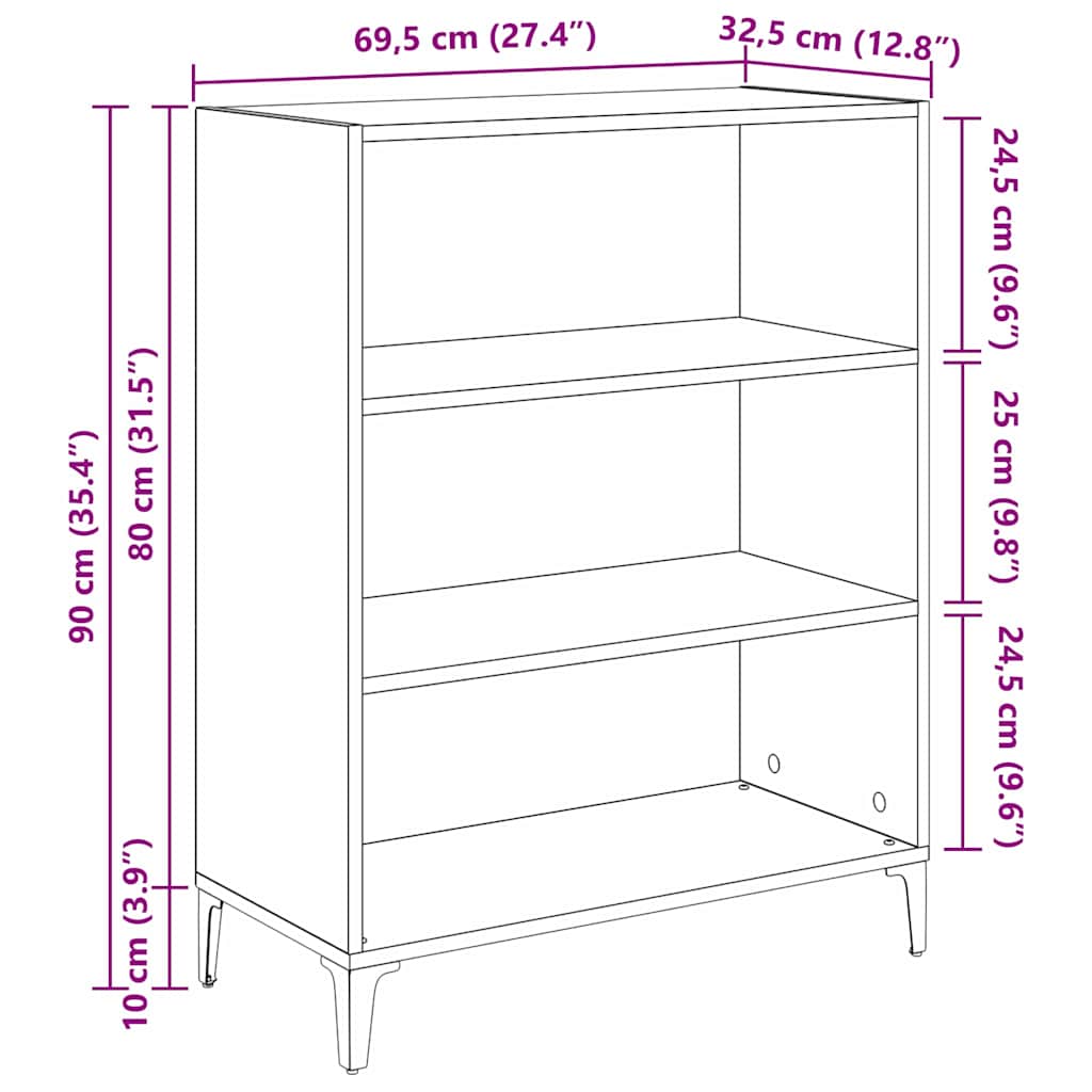 Aparador Madera vieja 69,5 x 32,5 x 90 cm Madera de ingeniería