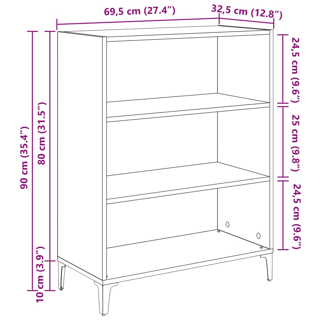 Aparador Madera vieja 69,5 x 32,5 x 90 cm Madera de ingeniería