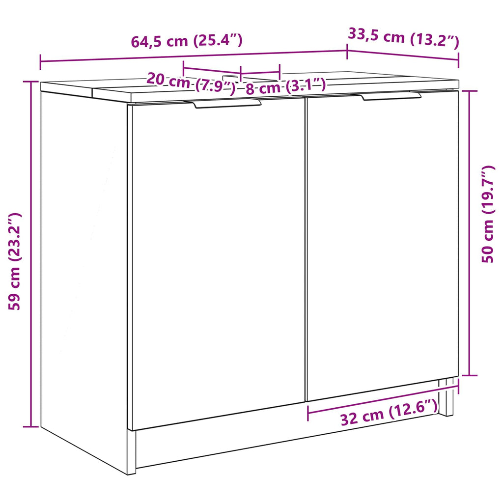 Gabinete de Baño con puerta Gris Concreto 64,5 x 33,5 x 59 cm