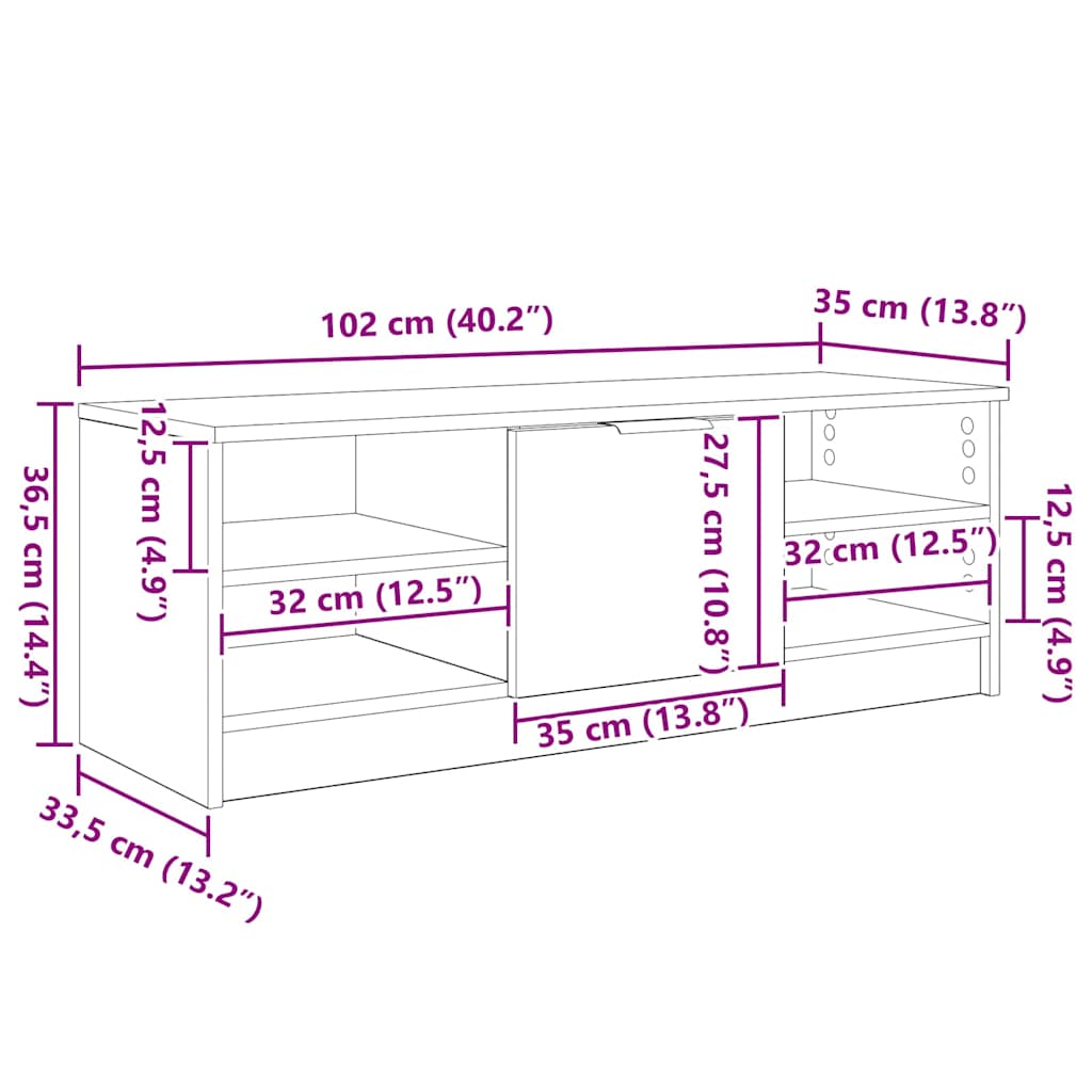 Gabinete de TV Madera Vieja 102 x 35 x 36,5 cm