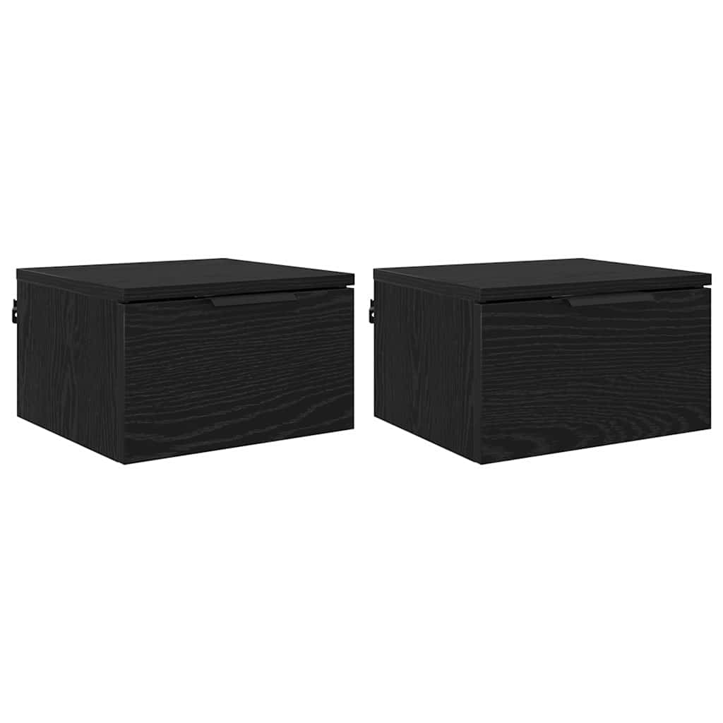Armario de Noche con cajón 2 pcs Roble Negro 34 x 30 x 20 cm