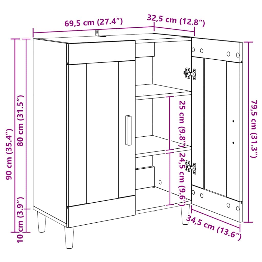 Vitrina Madera Vieja 69,5 x 34 x 90 cm Madera contrachapada