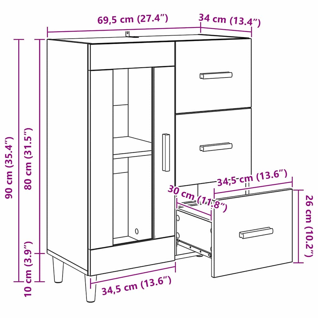 Vitrina Madera Vieja 69,5 x 34 x 90 cm Madera contrachapada