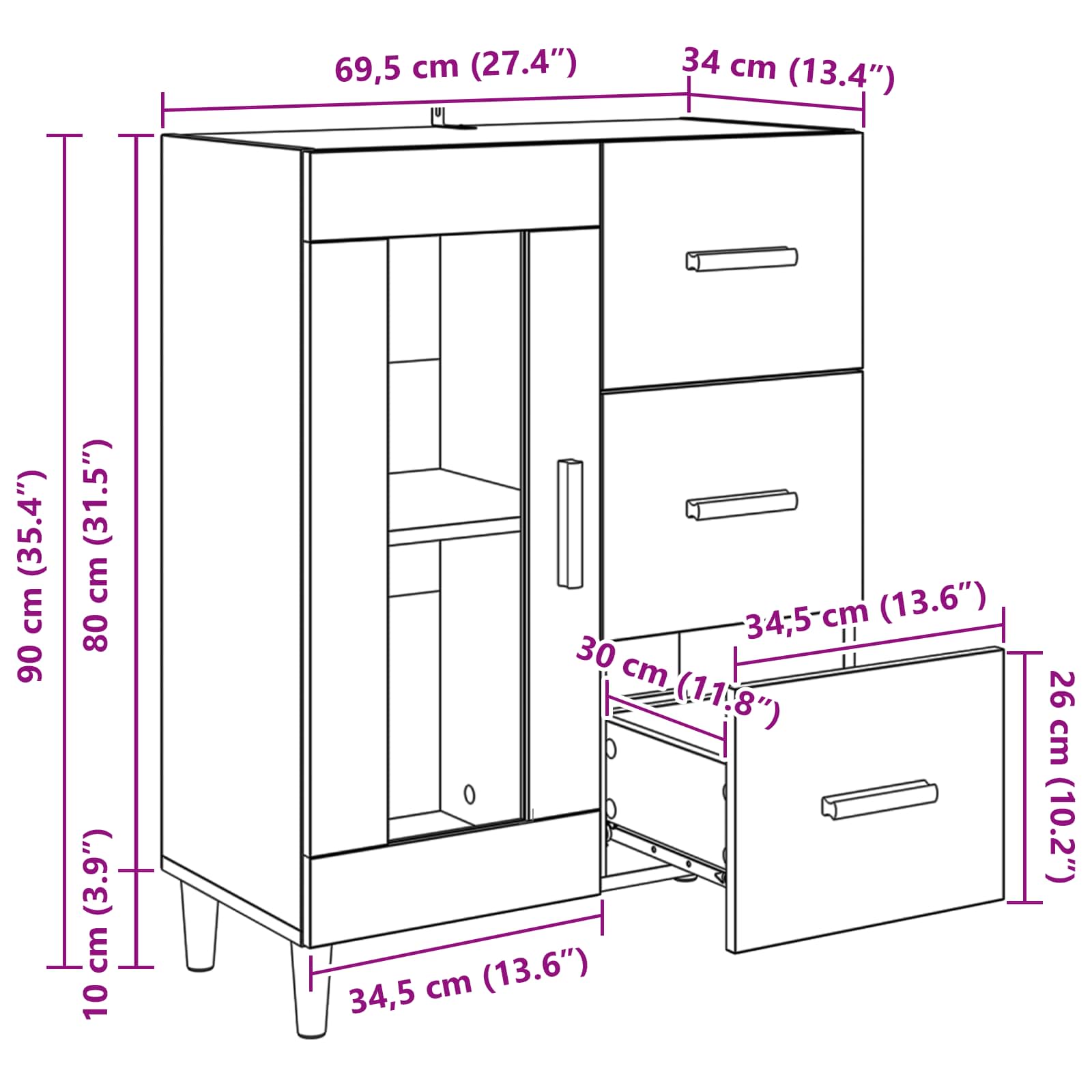 Vitrina Madera Vieja 69,5 x 34 x 90 cm Madera contrachapada