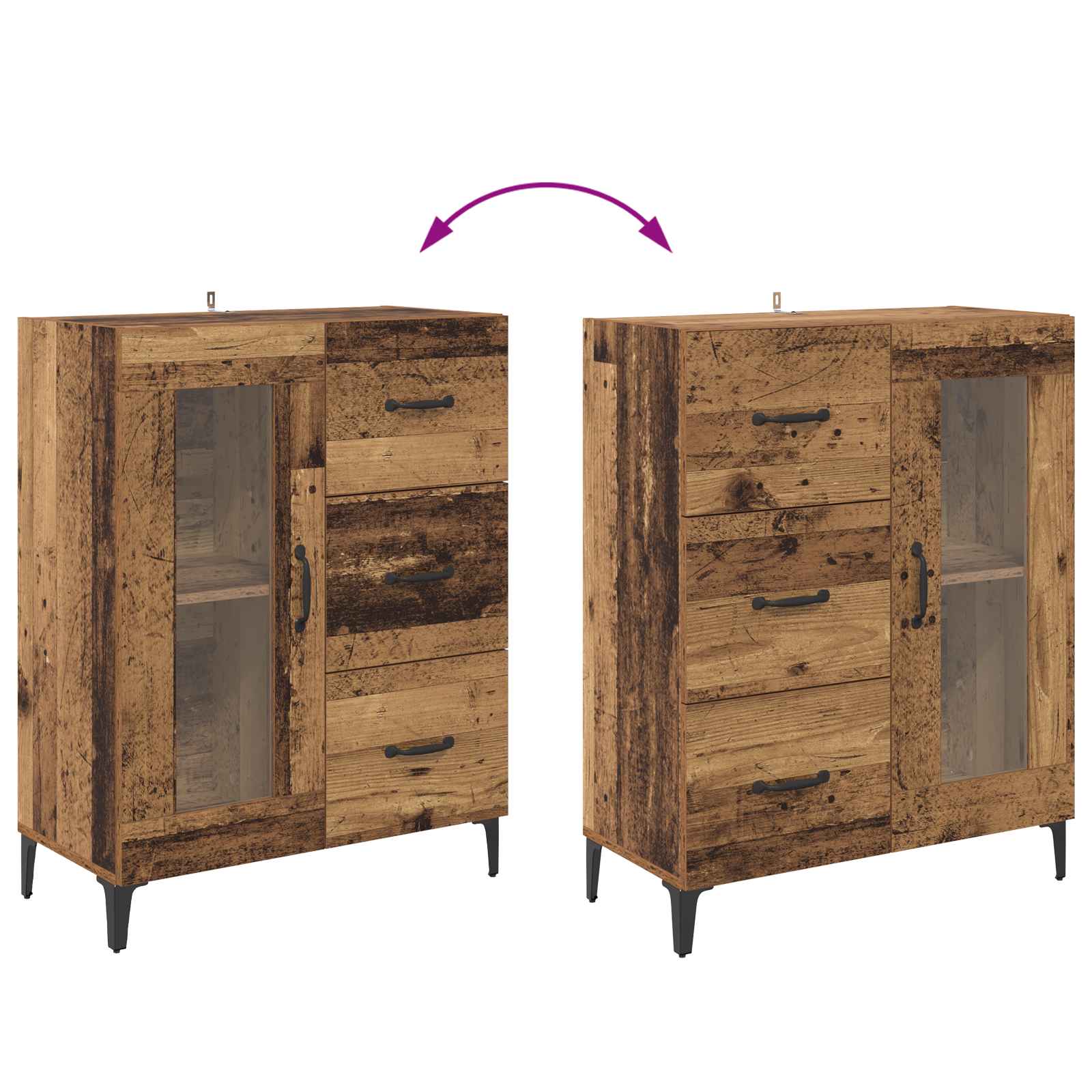 Vitrina con cajón Madera Vieja 69,5 x 34 x 90 cm