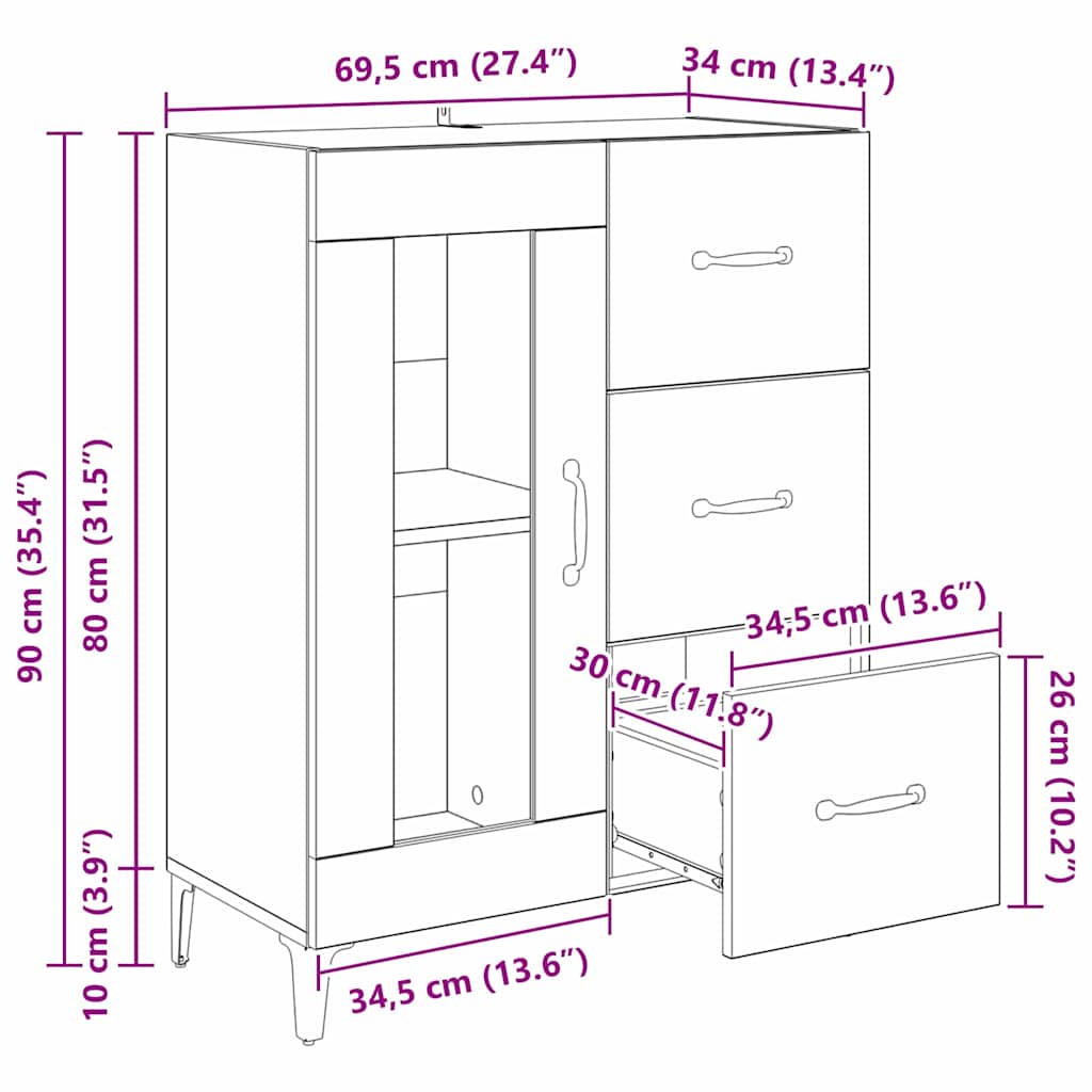 Vitrina con cajón Madera Vieja 69,5 x 34 x 90 cm