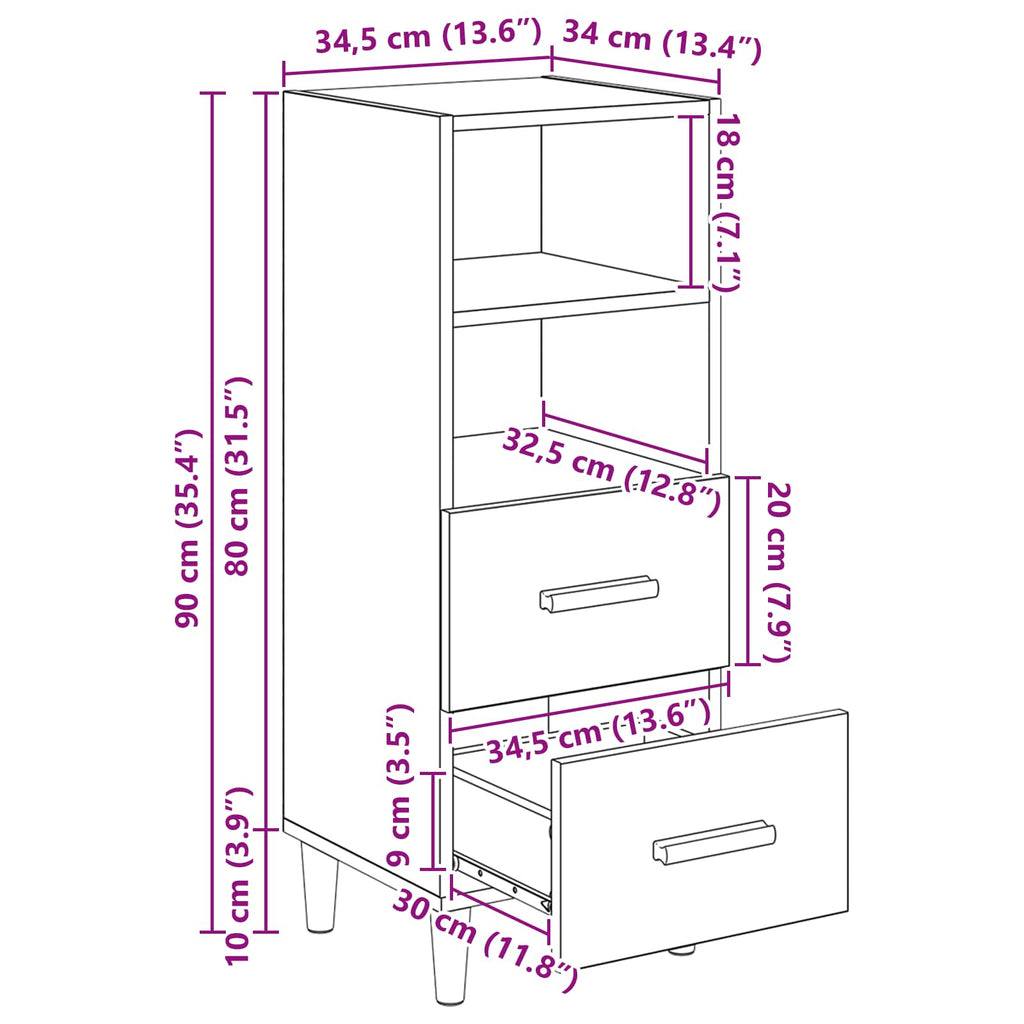 Vitrina Madera vieja 34 x 34.5 x 90 cm Madera contrachapada
