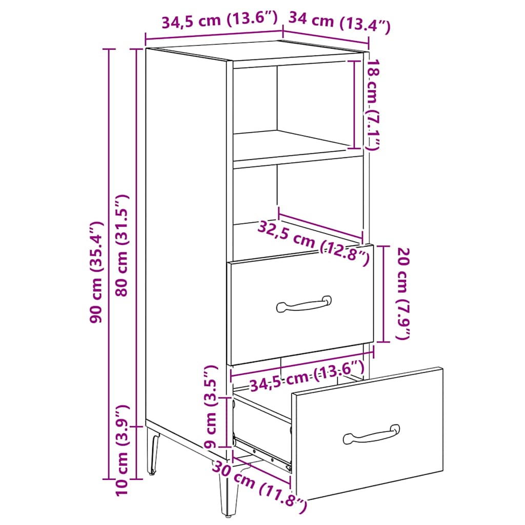 Vitrina Madera vieja 34 x 34.5 x 90 cm Madera contrachapada