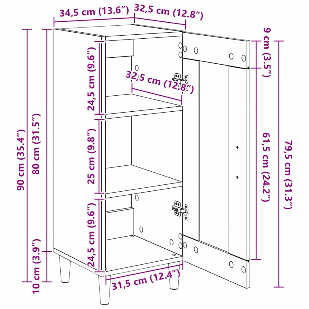 Aparador Madera vieja 34.5 x 32.5 x 90 cm Madera de ingeniería