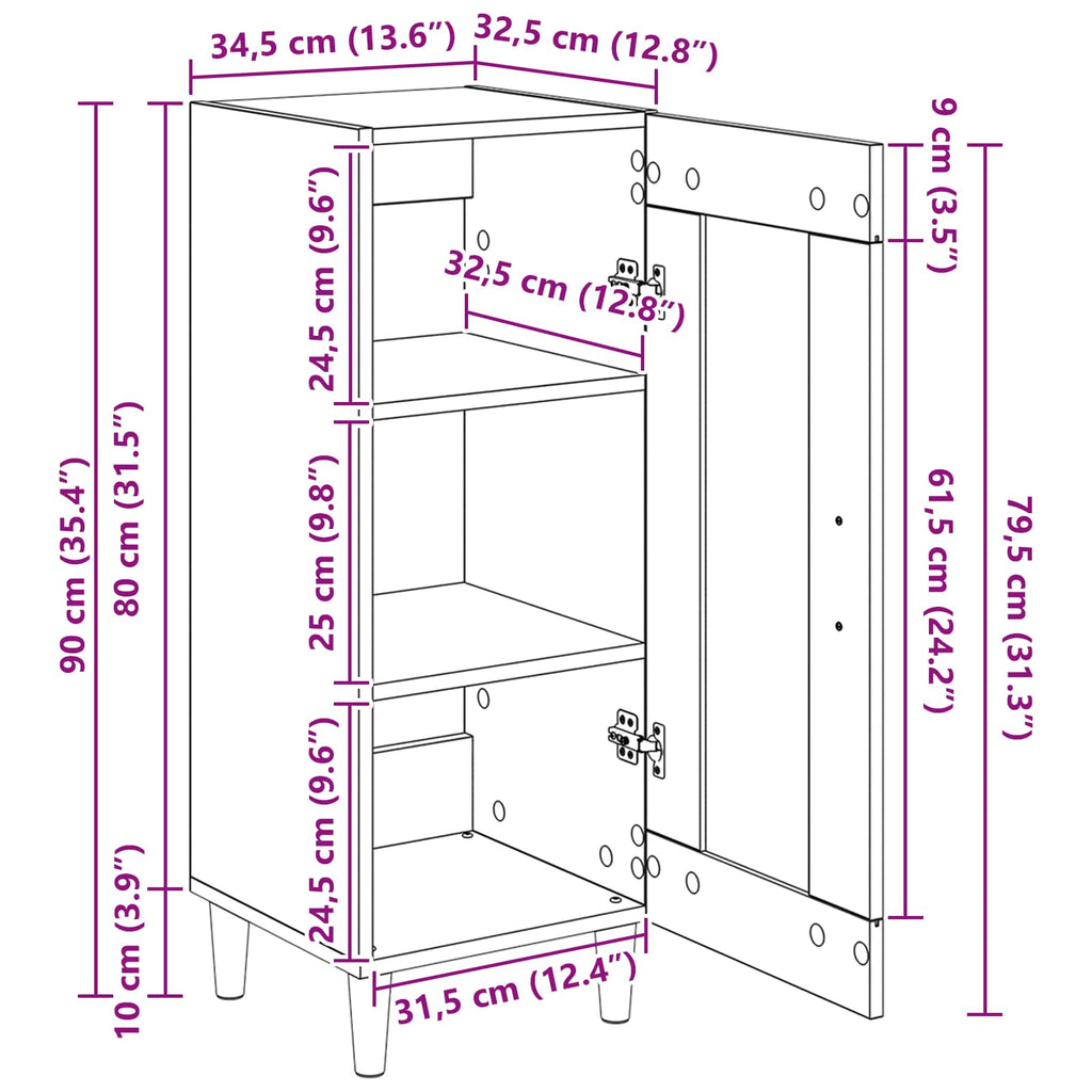 Aparador Madera vieja 34.5 x 32.5 x 90 cm Madera de ingeniería