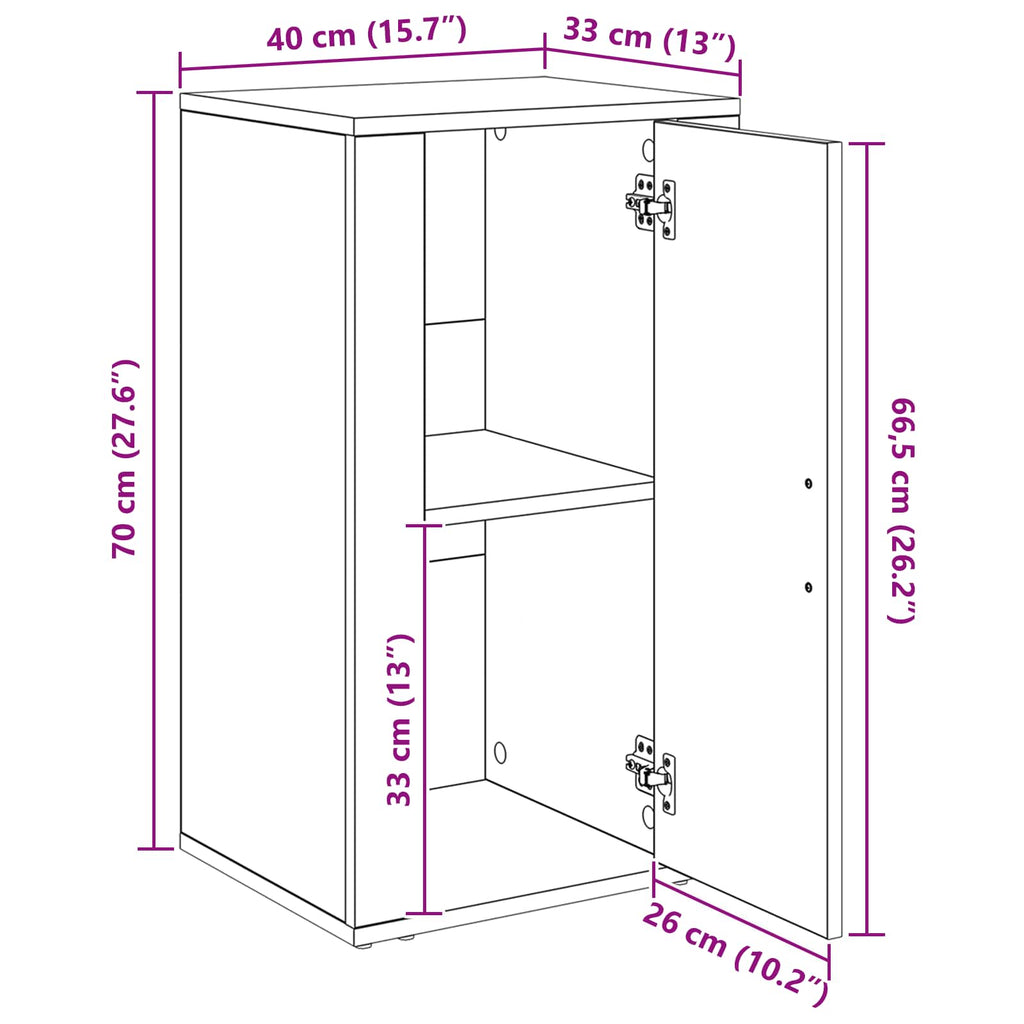 Vitrina Roble artesanal 40 x 33 x 70 cm Madera contrachapada
