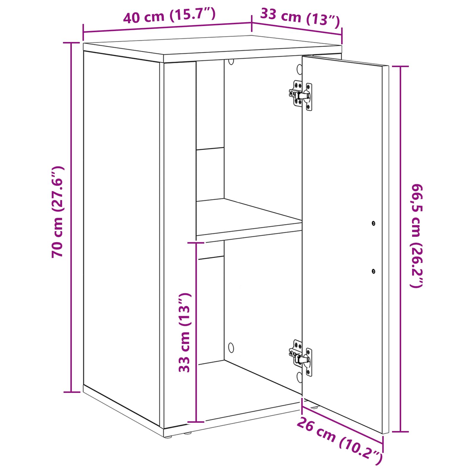 Vitrina Roble artesanal 40 x 33 x 70 cm Madera contrachapada